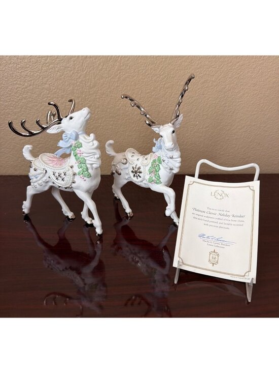 Lenox Other - Lenox Platinum Classic Holiday Reindeer Pair Bone China Vintage w/COA - No Box
